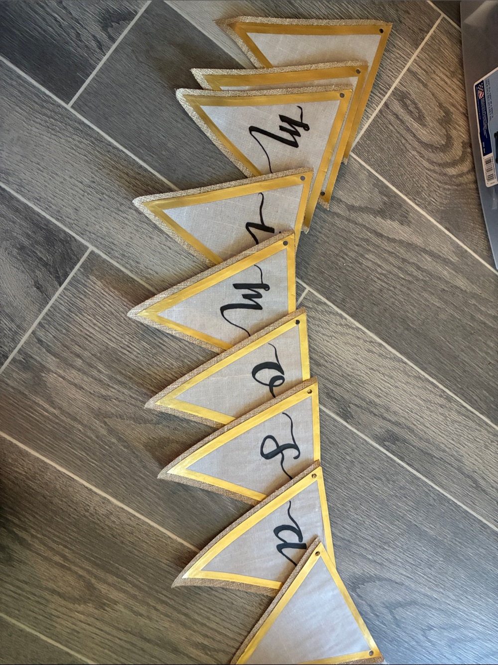 Gold and White Triangle “Mimosa” Party Banner